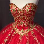 Sparkle Gold Lace Ball Gown Prom Dress Princess Quinceanera Dresses 2018 Girls Sweet 16 Party Gown with Beading