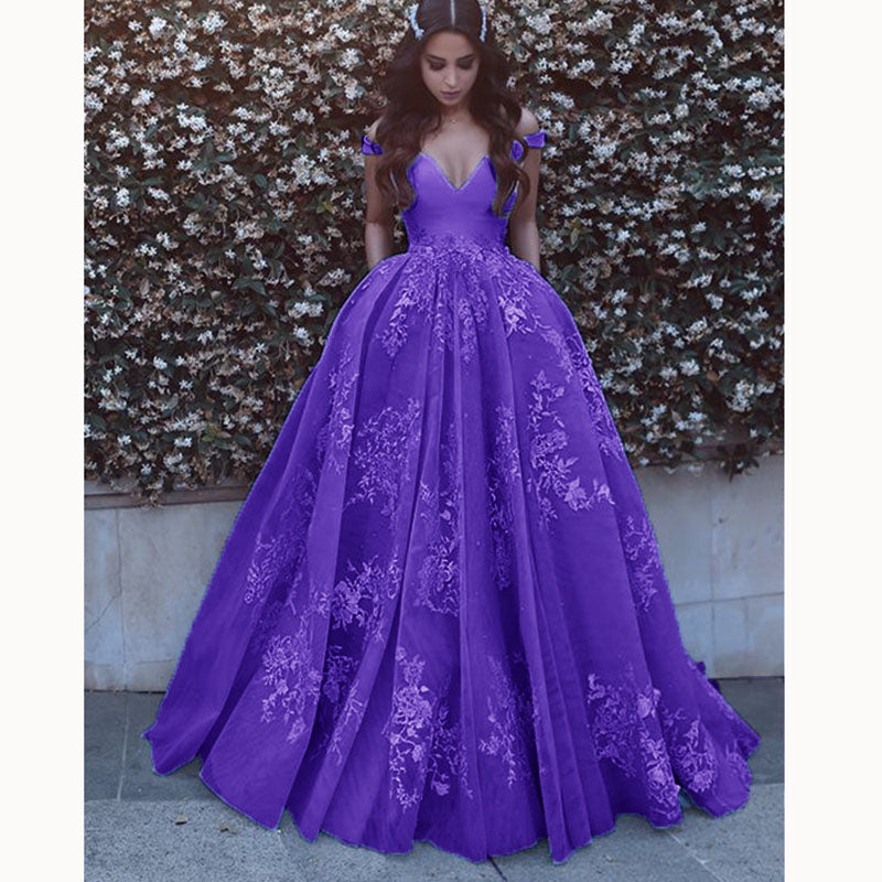 Dreamy Custom made Floral Lace A Line Wedding Dresses Princess Off the Shoulder Sky Blue Girls Formal prom Gown LP5580