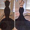 Fashion halter Black Dress Party Evening Long Formal Prom Gown Sexy Backless