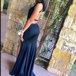 Fashion halter Black Dress Party Evening Long Formal Prom Gown Sexy Backless