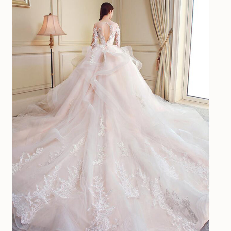 Gorgeous Ball Gown Poofy Wedding Gown Lace Bridal Dresses 2020 Vestido De Novias withSleeves