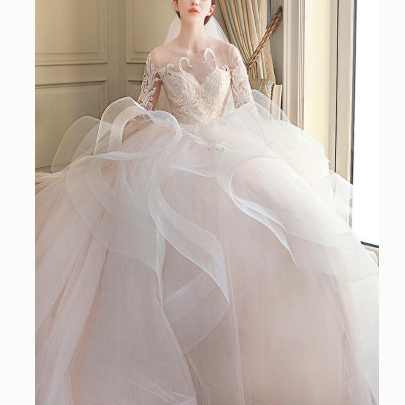 Superbe robe de bal bouffante robe de mariée en dentelle robes de mariée 2020 robe de mariée avec manches 
