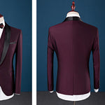 Suits Men costume homme mens suits Wine Tuxedos 2018 3 Pieces(Jacket+Vest+Pant)