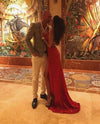 2020 red Bling Bling Spaghetti Straps Sequin Prom Dress Sexy Split Evening Gowns,sexy party gown sequins