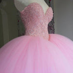Pink  Quinceanera Dress Princess Corset Beaded Debutante Gown Sweet 16 Dress Wedding Gown