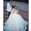 Amazing Off the Shoulder Ivory Wedding dresses With Handmade Flowers Princess Ball Gown Bridal Dresses