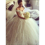 Chic Court Train Lace Ball Gown Wedding Dress With Straps Robe De Mariee 2020