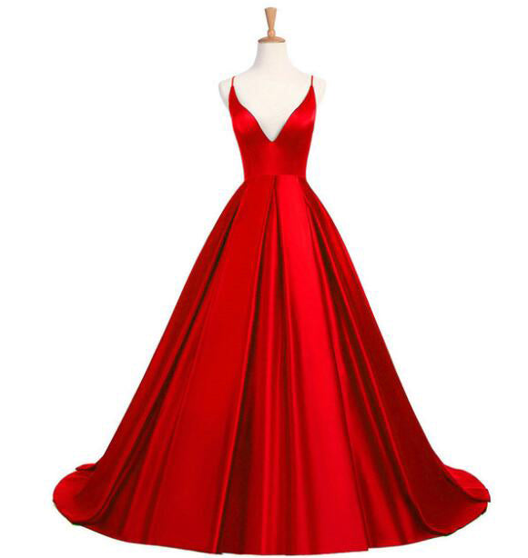 Royal Blue  Prom Dress with Spaghetti Straps Sexy V Neck Vestido De Festa Longo Formal Gown for Dance