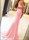 New Fitted Evening Dress Girls Pink Prom Ball Dress Formal Wear Wedding Guest Gown with Sexy Slit