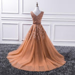 V Neck Tulle Prom Dress Lace Long Gown LP221