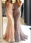 Fashion Spaghetti Straps Mermaid Lace burgundy Lace Prom Dresses Long 2022 LP368