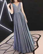 Bling Bling Silver Gray  Elegant Women Evening Long Dresses for Party PL141