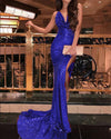 Sexy Mermaid Bling Bling Sequins Evening  Dresses Long with Split burgundy/Gold/Blue PL33650