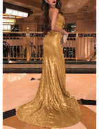 Sexy Mermaid Bling Bling Sequins Evening  Dresses Long with Split burgundy/Gold/Blue PL33650