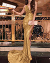 Sexy Mermaid Bling Bling Sequins Evening  Dresses Long with Split burgundy/Gold/Blue PL33650