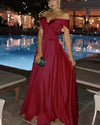 Siaoryne Yellow/Blue/Burgundy Long off the Shoulder Prom Dress Vestido De Festa LP7749