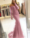 Burgundy/Blue Women Long Sleeves Lace MermaidEvening  Prom Dresses Long PL2145