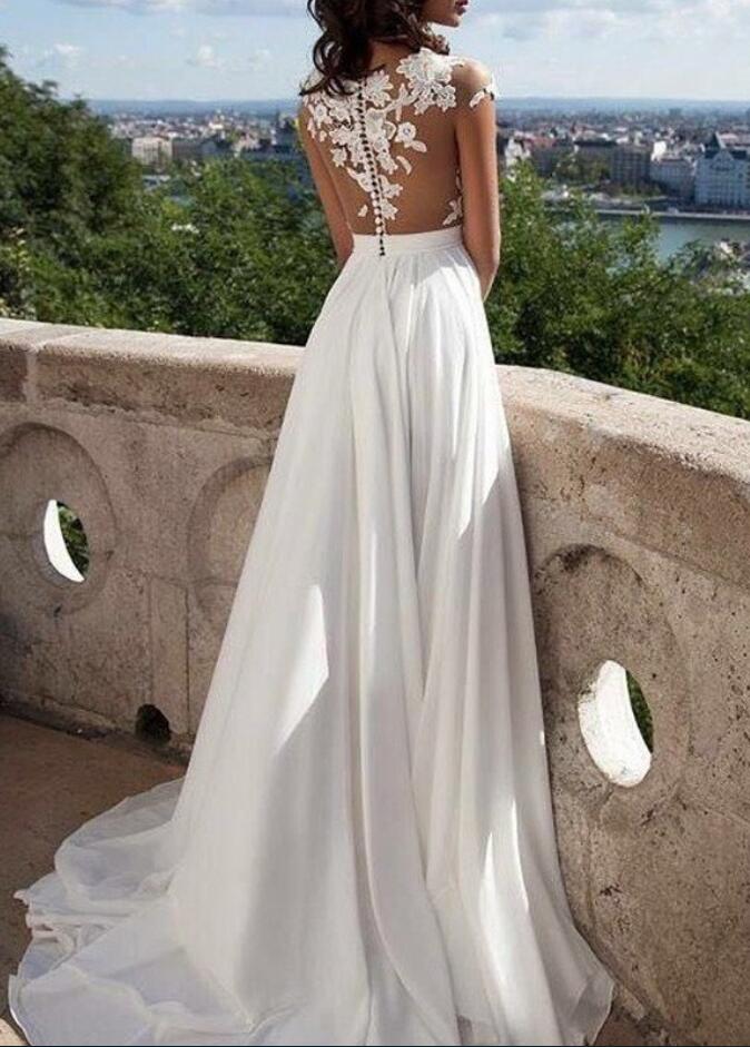 Cap Sleeves Chiffon Dresses with Ivory Bodice Papaya main image 1