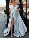 Elegant  Yellow/Wine Red Off the Shoulder Satin A Line Formal Long Gowns  for Prom PL6741