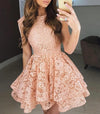 Siaoryne SP5412 Burgundy Lace Short Homecoming Prom Dress for Girls 8th grade Party Gown