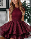 Siaoryne SP5412 Burgundy Lace Short Homecoming Prom Dress for Girls 8th grade Party Gown