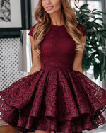 Siaoryne SP5412 Burgundy Lace Short Homecoming Prom Dress for Girls 8th grade Party Gown