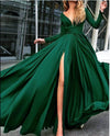Sexy Long Sleeves Evening Party Dress with Slit Formal Gown