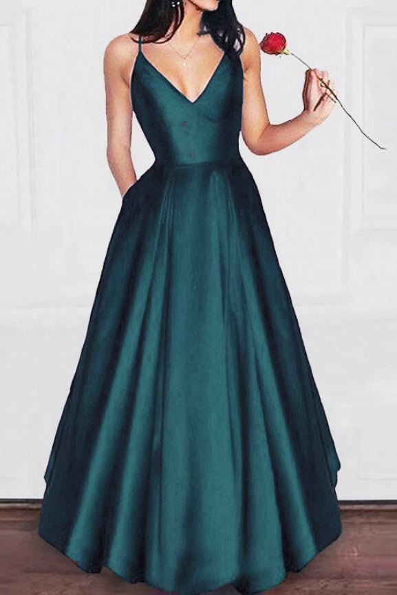 Amazing Elegant A Line Dark Red Satin Prom dress Girls Graduation Gown 2022 Party Dress LP856