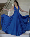 Siaoryne Emerald Green Sexy Deep V Neck Long Evening Dresses ,Satin Chiffon Women Formal Gowns 2020 LP1115