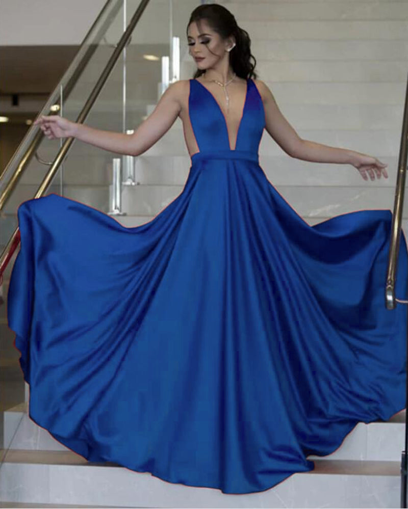 Siaoryne Emerald Green Sexy Deep V Neck Long Evening Dresses ,Satin Chiffon Women Formal Gowns 2020 LP1115
