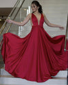 Siaoryne Emerald Green Sexy Deep V Neck Long Evening Dresses ,Satin Chiffon Women Formal Gowns 2020 LP1115