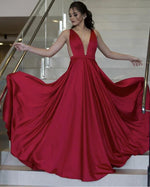 Siaoryne Emerald Green Sexy Deep V Neck Long Evening Dresses ,Satin Chiffon Women Formal Gowns 2020 LP1115