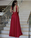 Siaoryne Emerald Green Sexy Deep V Neck Long Evening Dresses ,Satin Chiffon Women Formal Gowns 2020 LP1115