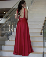 Siaoryne Emerald Green Sexy Deep V Neck Long Evening Dresses ,Satin Chiffon Women Formal Gowns 2020 LP1115