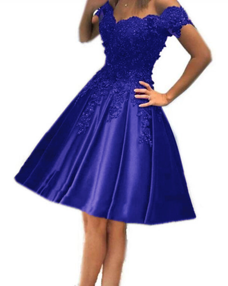 Siaroyne Dark Blue-violet Color Short Lace Homecoming Dresses Girls Graduation Prom Dresses Girls  8th Grade