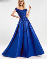 Off The Shoulder Royal Blue Lace Long Prom Evening Dress Bodice Robe De Soiree