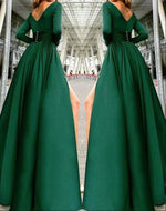 Sexy Long Sleeves Evening Party Dress with Slit Formal Gown