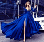 Sexy Long Sleeves Evening Party Dress with Slit Formal Gown