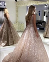 Gorgeous Burgundy /Rose Gold Sequined Prom Formal Dresses 2022 V Neck Sparkling Sequin A-line Backless Prom Party Dresses Robe De Soiree LP1221
