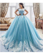 Coral Pink Ball Gown Prom Girls Sweet 16 Quinceanera Dress Wedding Gowns with Lace