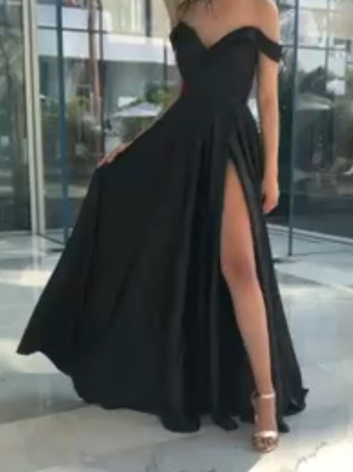 Elegant Olive Dark Green Off Shoulder Long Women Long Formal Wear Prom Dress with Sexy Split LP0317