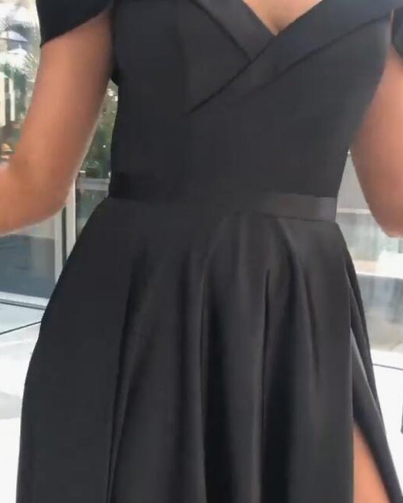Elegant Olive Dark Green Off Shoulder Long Women Long Formal Wear Prom Dress with Sexy Split LP0317