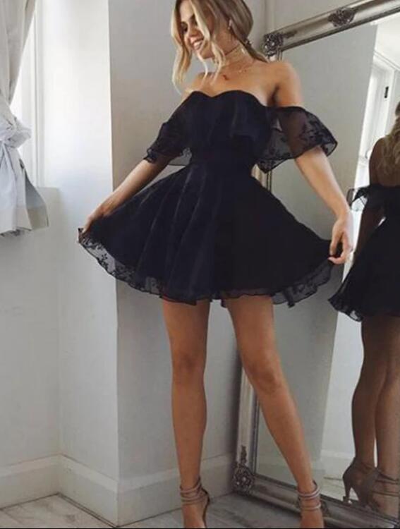 Lovely Baby Blue/Blush Pink off the shoulder Short Lace Homecoming Prom Dresses Girls Short Cocktail Gown SP578