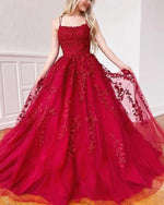 Fancy Wine Red lace Long Prom Dress with Straps Vestido De Festa Longo PL0331