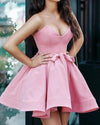 Sweetheart Girls Party Pink Short Cocktail Homecoming Dress Mini Skirt with Bow Sash