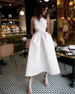 Casual Ruched Waist Teal Length Bridal Wedding Dress with Pockacts