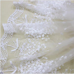Embroidery Lace Tulle White Fabric for wedding Dress / Casual Dress DIY Cloth