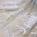 Embroidery Lace Tulle White Fabric for wedding Dress / Casual Dress DIY Cloth