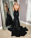 Bling Bling Black Sequins Women Formal Mermaid Evening Gowns Party Long Dress PL05211