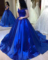 Royal Blue Lace Ball Gown Women Formal Wedding Party Gowns Evening Wear Dress 2022 PL0512